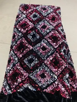 

African Sequins Lace Fabric 2019 Embroidered Nigerian Net Laces Fabric Bridal High Quality French Tulle Lace Fabric 5yards