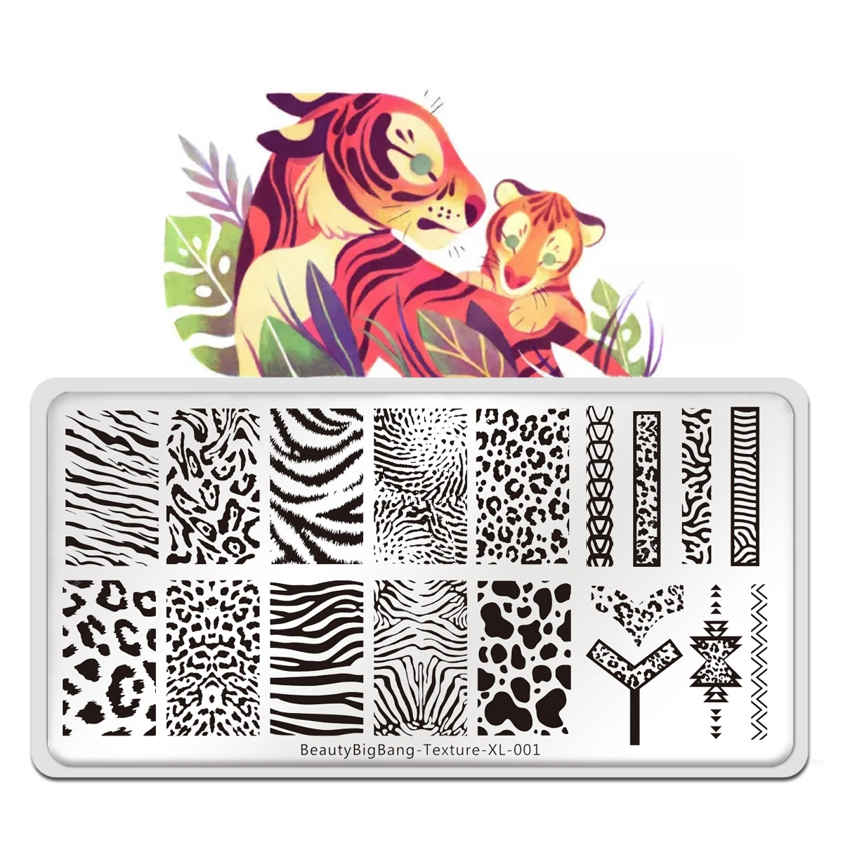 

Beauty BigBang Animal Image Nail Art Stamping Plates Tiger Zebra Leopard Print Texture XL-001 Stainless Steel Template Mold
