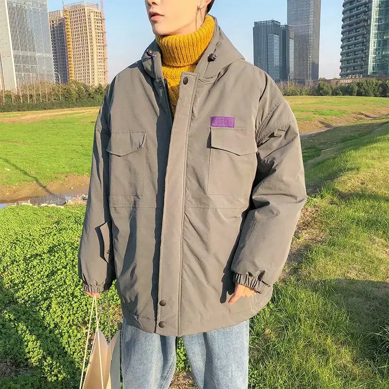 Winter New Style Korean-style Trend Hooded Bread Cotton Clothes Workwear Thick Students Short Men's Handsome Coat Men's