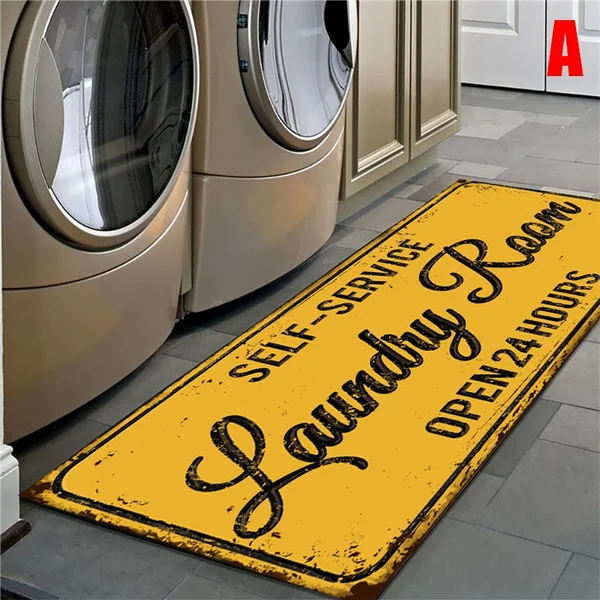 Non-Slip Floor Mat Bath Mat Entrance Doormat Self-Service Laundry Bathroom Kitchen Carpet Laundry Room Decor Print Lounge Rug