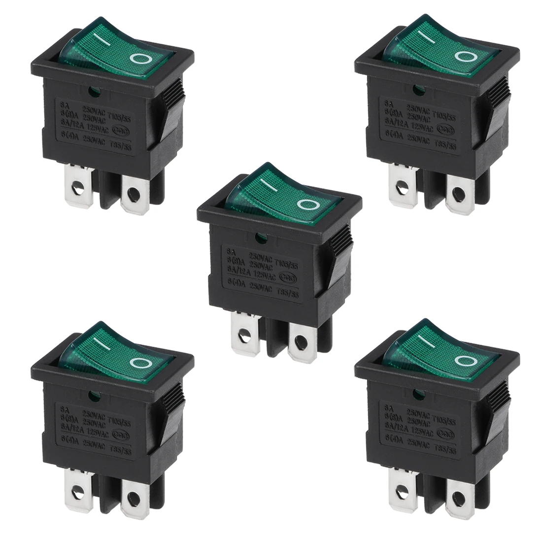 

uxcell Boat Rocker Switch Green Light AC 12/24V Toggle Switch for Boat Car Marine ON/OFF AC 250V/6A 125V/10A 5pcs