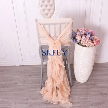 

CH099L New unique SKFLY ruffled blush pink voile curly willow chair hood chair cover or chair sash
