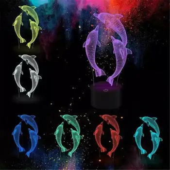 

Dolphin series colorful creative 3D LED night light 16 color change remote acrylic light（colorful + touch + remote control）