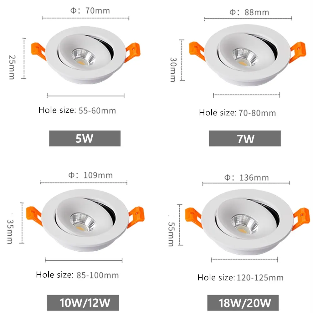 LED Ceiling Lighting led downlight recessed ceiling spotlight ceiling lamps 12W 7W 5W Recessed led Downlight Ceiling Lamps for Living Room LED Spotlight Panel Lights Kitchen Lamp