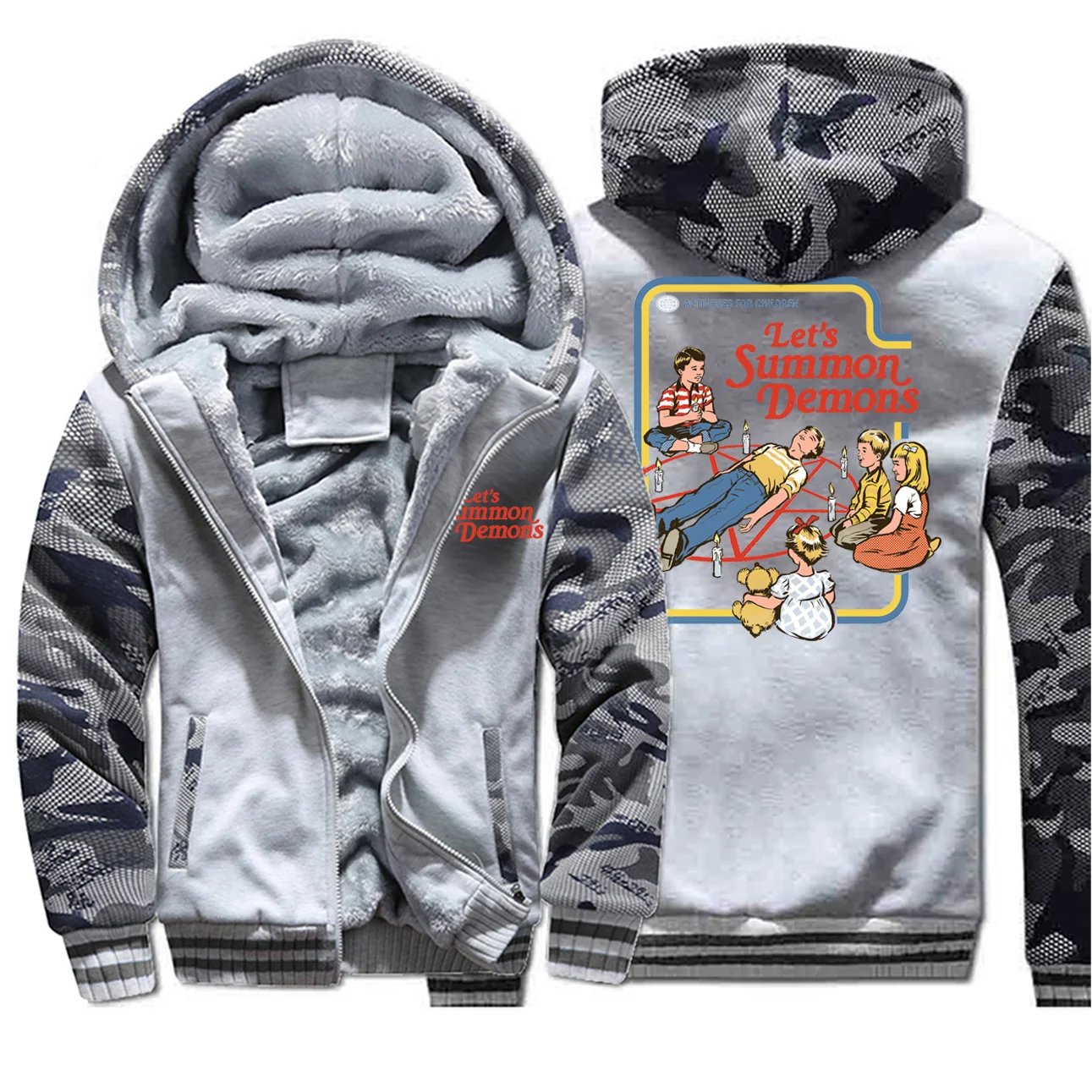 Anime Thick Warm Hoodie Jacket Print Outerwear Hoodies Winter Hip Hop Leisure Streetwear Men's Cartoon Coat Clothing