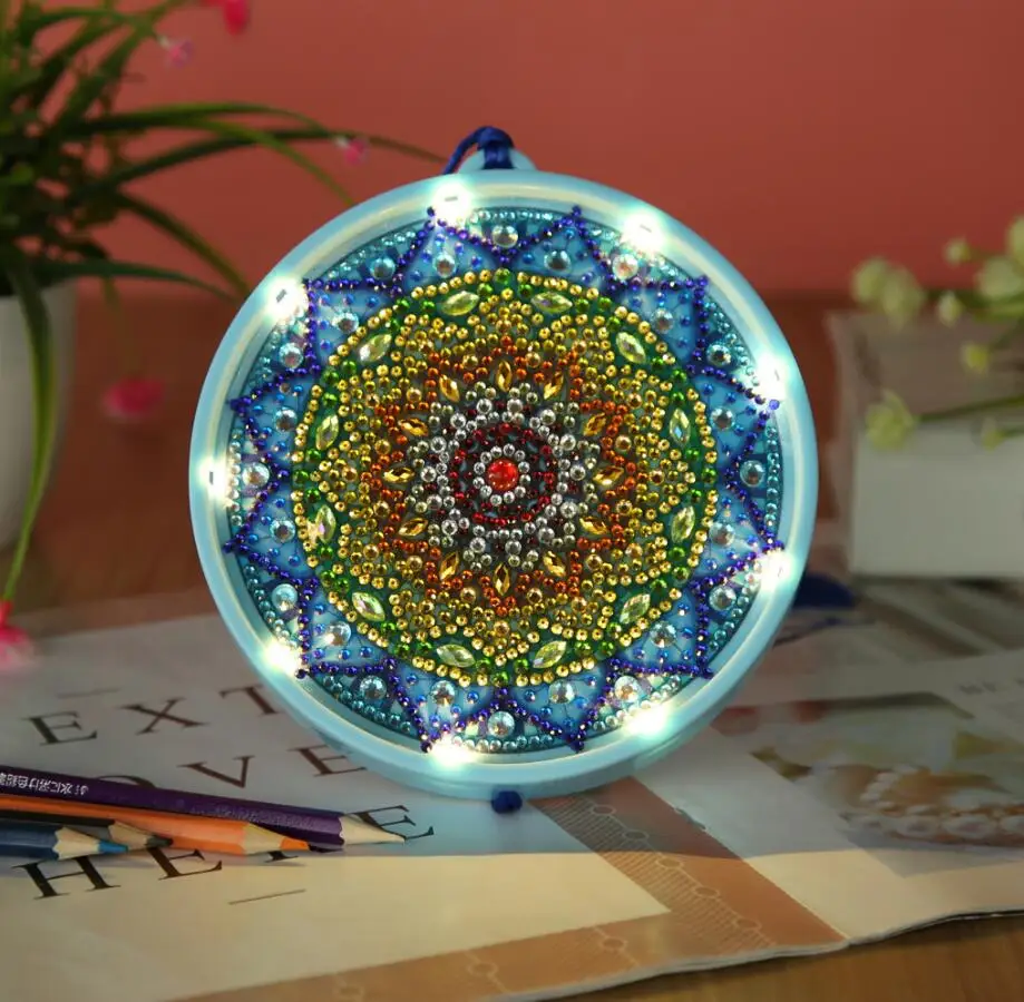 5D DIY Бабочка Мандала специальная форма светодиодный алмаз живопись кулон Ночник светильник вышивка крестиком Рождественский подарок JH - Цвет: JH