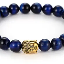 8 мм xg3 шарик эластичная нить регулируется природа лазурит шарик Лев, Будда головной браслет Рейки Чакра модные ювелирные изделия
