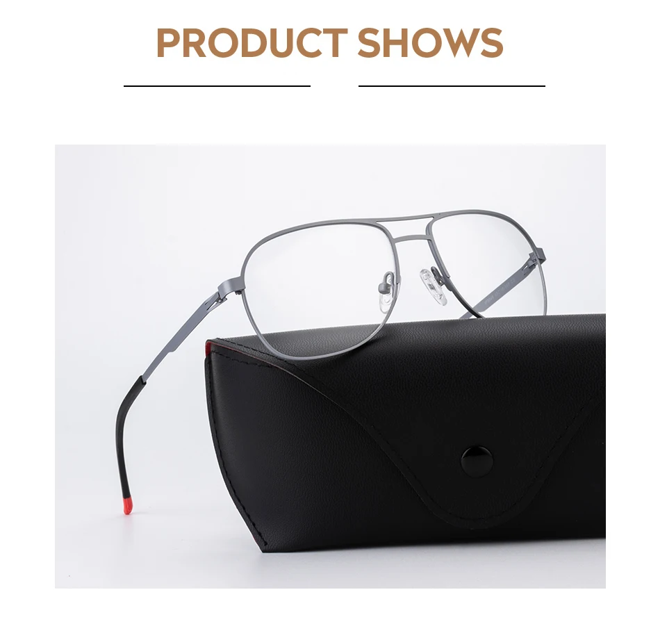 Metal Full Eyeglasses Frame Men Super Light Metal Retro Optical Glasses Frame Legs Unique Design #8046