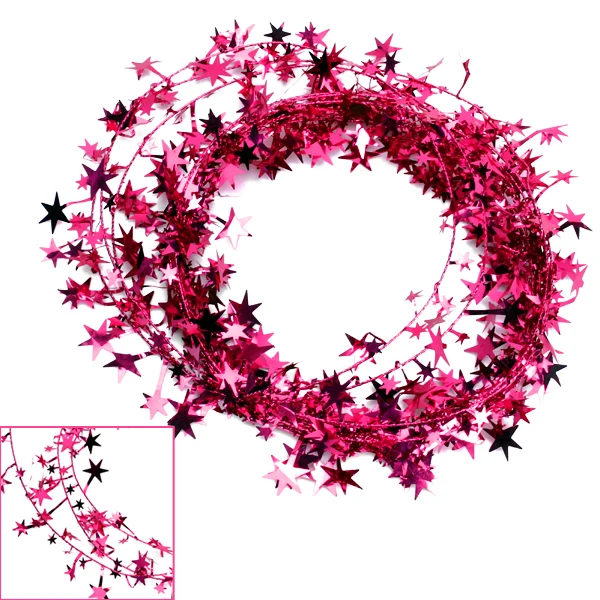 Star Wire Garlands Decorative Glittering Tinsel Garland Wreath, 5 Colors Choices