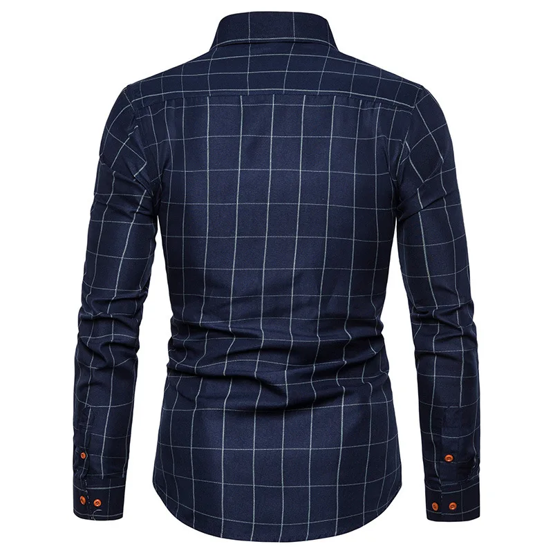 Мужские рубашки Camisa Masculina, Стандартная посадка, Клетчатая Мужская рубашка с длинным рукавом размера плюс M-5XL
