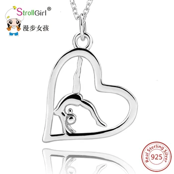

StrollGirl New 100% 925 Sterling Silver Team Gymnastics Necklaces American Flip Gymnast Pendant 2020 Woman fashion Jewelry Gifts