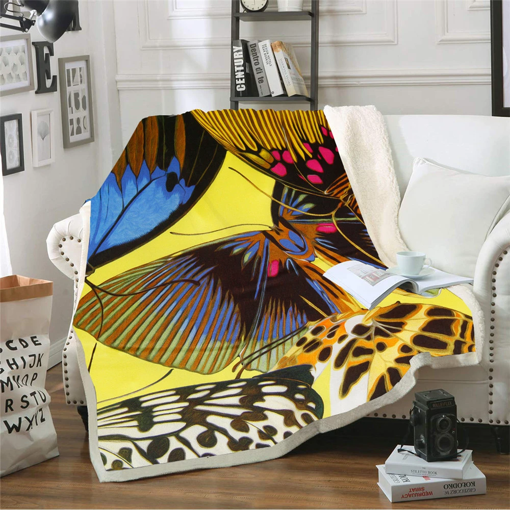 Colorful Butterfly Sofa Blanket For Reading Girl Sherpa Fleece Throw Blanket Kids Bedspread Custom Plush Throw Blanket 150x200cm Blankets Aliexpress