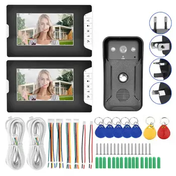 

Video Intercom 7inch Night Vision Doorbell ID Card Security Intercom Camera Video Door Phone 2 Units 100-240V interphone maison