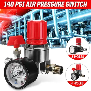 

4 Holes 1/4'' 140PSI Air Pressure Regulator Air Control Compressor Pressure Relief Regulator Valve with Fitting
