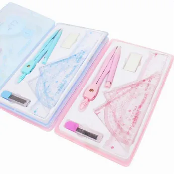 

1 Set Cute Drawing Math Professional Compasses Set With Refills/Ruler/Eraser For Drawing Drafting Tools Students Stationery Set