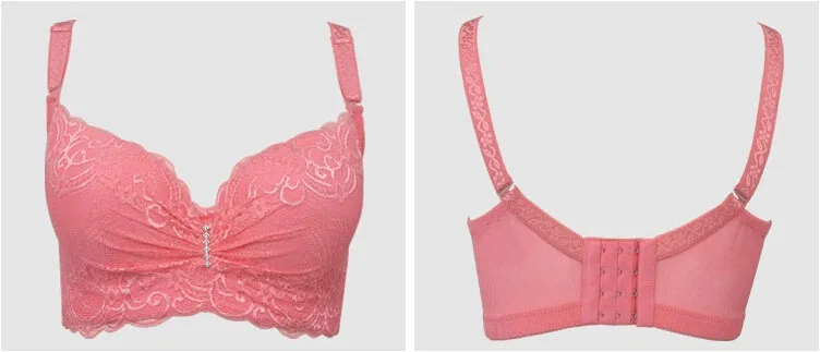 Plus Size Bra Adjustable Push Up Side Gathering Furu Lace Mm Shaping C Large Cup D Large E Cup Underwear Bralette+Gift SportBra