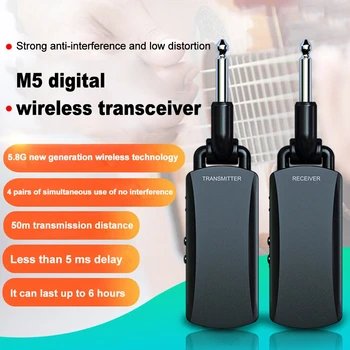 

Wireless Guitar System Transmitter Receiver 6.35mm Accessories USB 5.8GHz Rechargeable Electric Bass 50M Digital Audio Portable