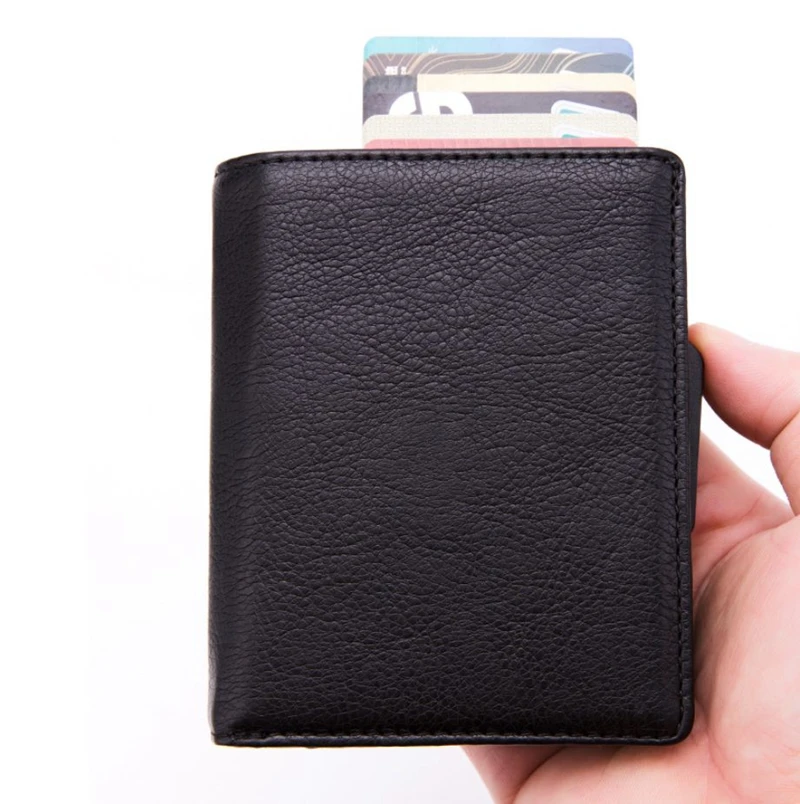 Умный кошелек мужской RFID визитница из алюминиевого сплава металлический кошелек для кредитных карт Противоугонный мужской автоматический футляр для ID карты