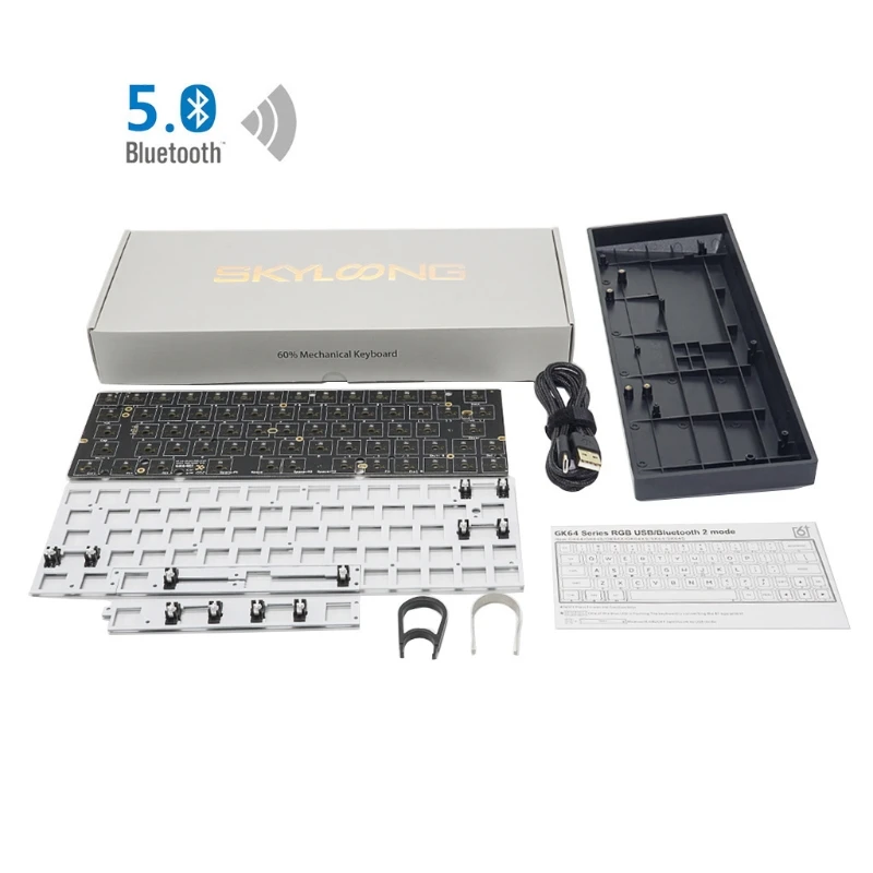

GK64XS Hot Swap Programmable Bluetooth Mechanical Keyboard Pcb Custom Kits RGB Switch Type-c Usb Port Module suit GH60 60% Cherr