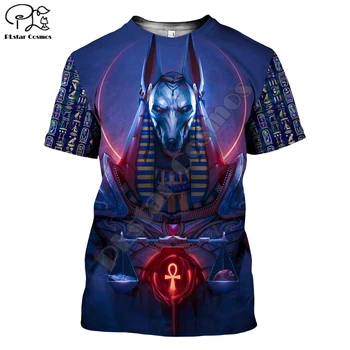 

PLstar Cosmos God of The Egyptian Egypt Ancient Symbol Anubis Face 3dPrint Summer short sleeves T-shirts Unisex Streetwear S-3