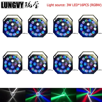 

Free Shipping 8pcs/lot LED Whirlwind Par 16x3w RGBW Led Par Light DMX 512 Stage Lighting For DJ Disco Party Projector Nightclub