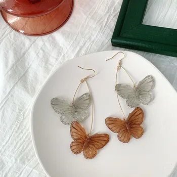 

Butterfly Earrings long style ear hook European and American exaggerated ear hook simple ear clip drop without ear hole