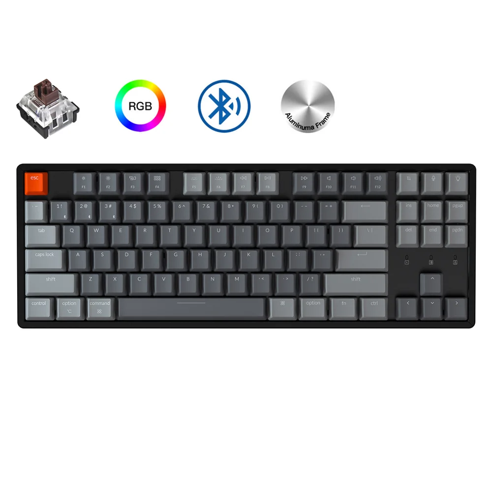 Keychron K8 J Wireless Bluetooth Mechanical Keyboard Gateron Hot Swappable Switch RGB Backlight Aluminum Frame for Mac|Keyboards| - AliExpress