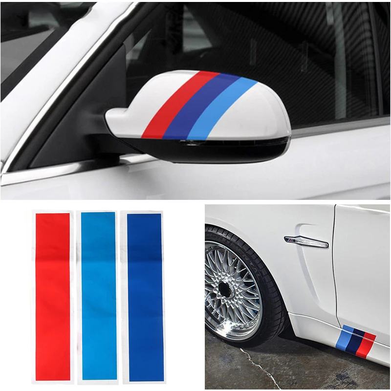 

3Pcs Auto Car Kidney Grille Sticker 25x5cm Sport Stripe 3 Colors Red Blue and Deep Blue For BMW Series Car Decal Car Accessories