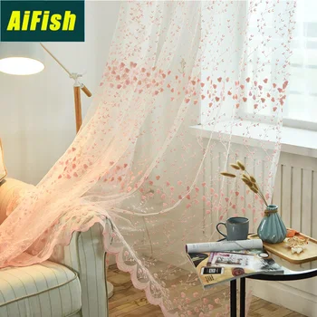 

Korean Window Screen Living Room Wedding Decoration Balcony Fresh Embroidered Lace Curtain Child Princess Room WP208-4