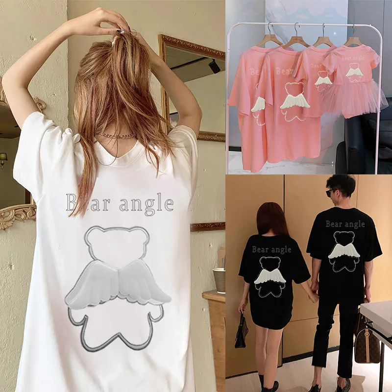 

Parent-child Summer Dress 2022 New Fashion Family Of Three Four Short-sleeved Wings Mother And Daughter Net Red Mother T-shirt