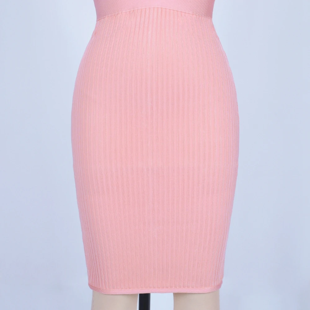 Ocstrade Розовый V шеи без рукавов Мини Strapy Бандажное платье H0235-Pink