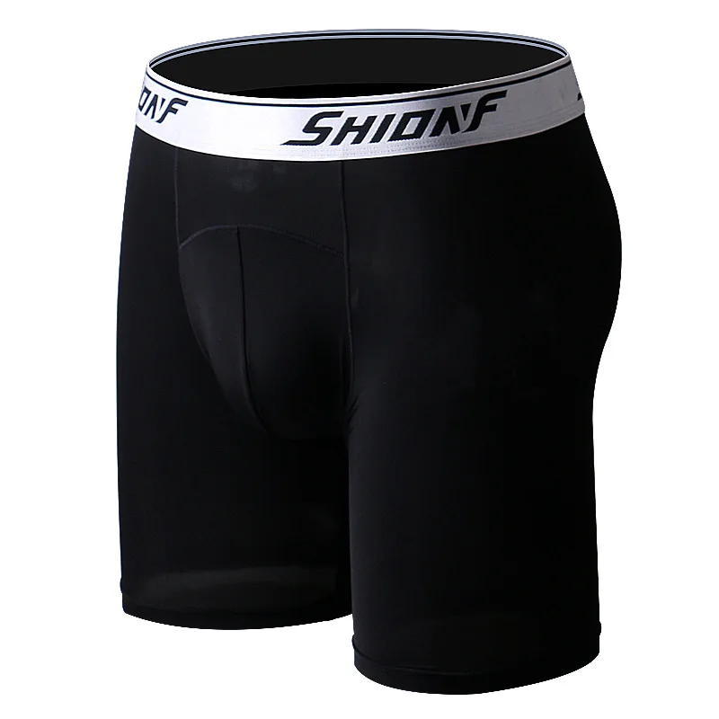 Shionf 7XL шелк льда антифрикционные ноги 4 шт. длинное нижнее белье Фитнес удобные мужские трусы тонкие стрейч боксеры мужские трусики - Цвет: 4pcs Black