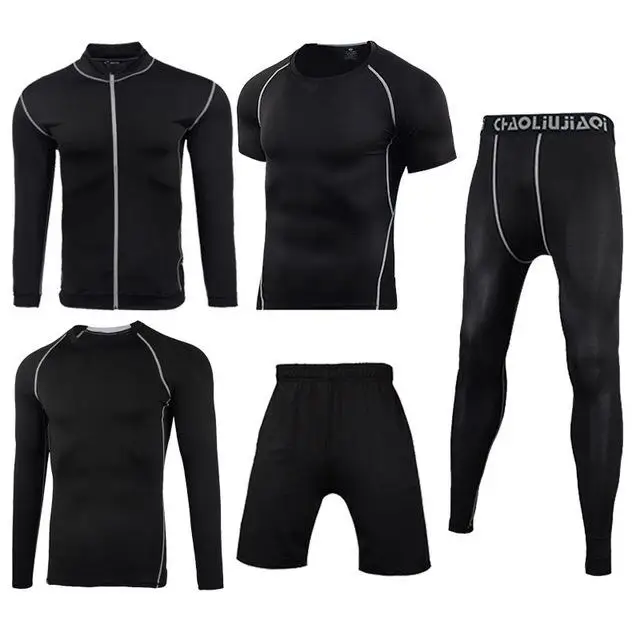 Men sportswear 5-8 Мужская спортивная одежда, Компрессионные спортивные костюмы, быстросохнущие комплекты для бега, одежда, спортивный костюм для бега, тренировок, тренажерного зала, фитнеса, спортивные костюмы, набор для бега - Цвет: Men sportswear 5-8