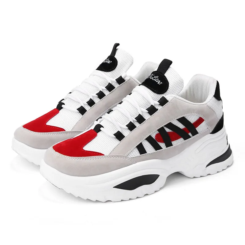Новые стильные мужские кроссовки для бега, увеличивающие рост, мужские кроссовки для бега, амортизация, высота, платформа, дышащая спортивная обувь, мужская прогулочная обувь - Цвет: White A