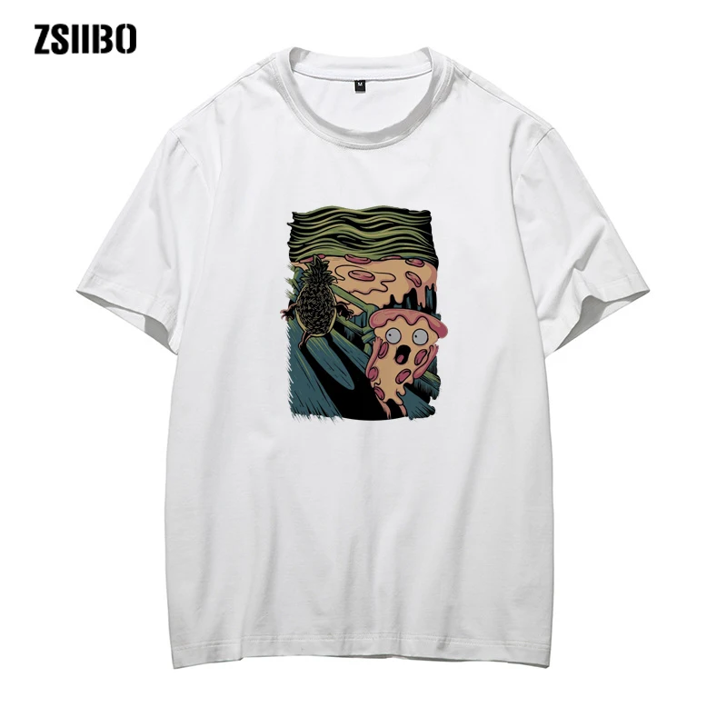 Известный рисунок Harajuku одежда кричащая пицца мужские футболки ананас Дьявол Футболка пицца футболки с монстром