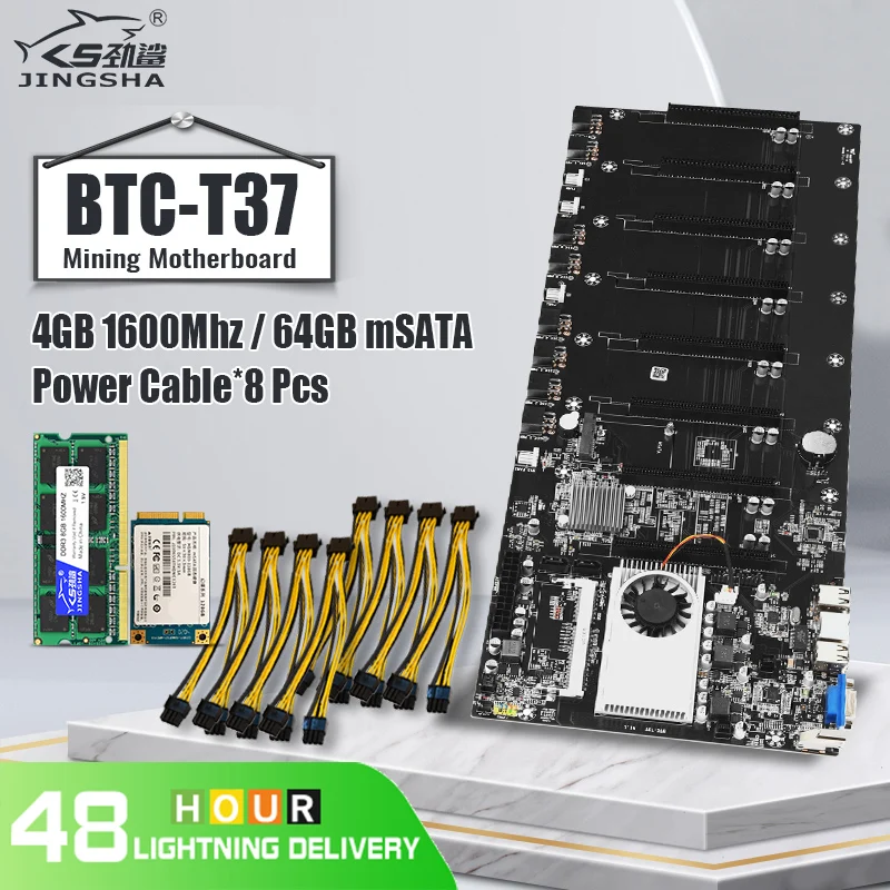 Материнская плата JINGSHA 8 GPU для майнинга биткоинов набор этериума с 4 Гб DDR3 1600 МГц
