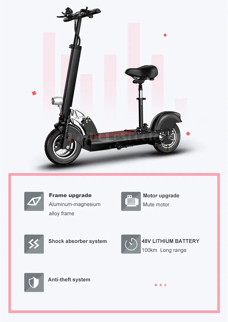 Daibot Folding Electric Bike 48V Two Wheel Electric Scooters 10 inch Motor 500W Portable With Seat Electric Scooters Adults      (17)