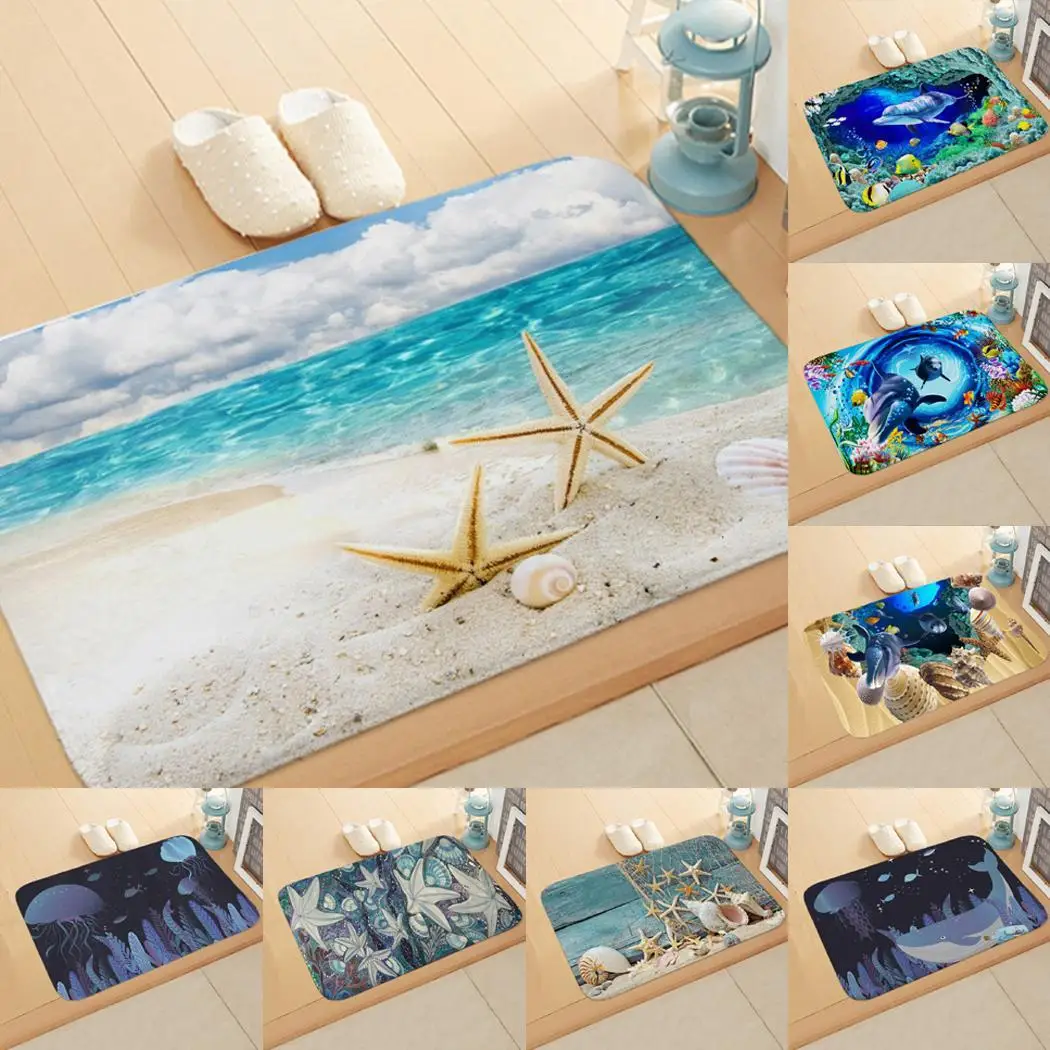 Фланелевый Винтажный стиль с принтом морских животных для дома ванной кухни