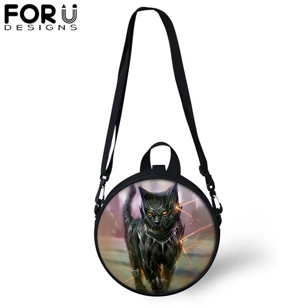 FORUDESIGNS, черные, готические, с принтом кота, круглые сумки через плечо для женщин, подростков, девочек, сумка-мессенджер, сумка через плечо, кошелек - Цвет: CDGX1454I