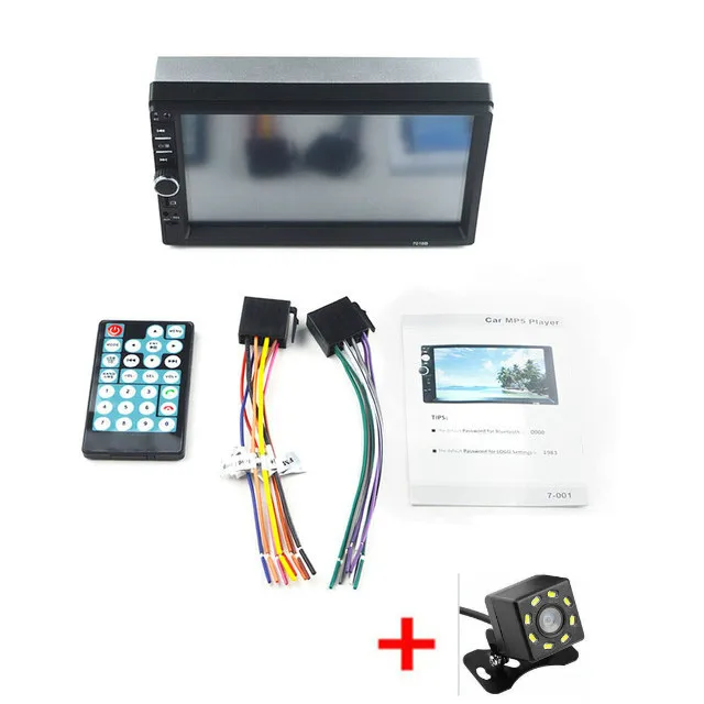 Автомагнитола 2 Din Mp5 плеер Bluetooth Handsfree сенсорный экран авто обратное изображение поддержка камера заднего вида Mirrorlink 7018b - Цвет: 8  LED CAM