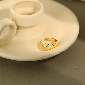

Irregular Korean Simple Ring Fine Jewelry 925 Sterling Silver Rings For Women Gold Opening Ring Anillos Plata 925 Para Mujer