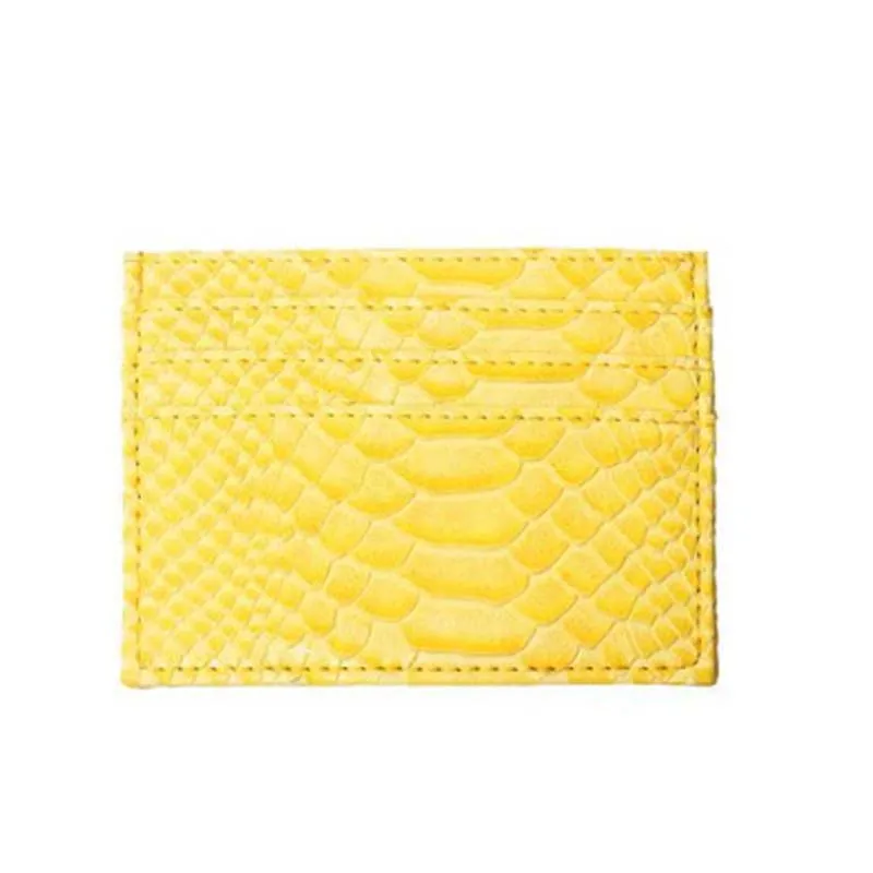 Snake Yellow Женский тонкий Чехол-держатель для карт из страусиной кожи с 6 отделениями для карт - Цвет: Snake Yellow