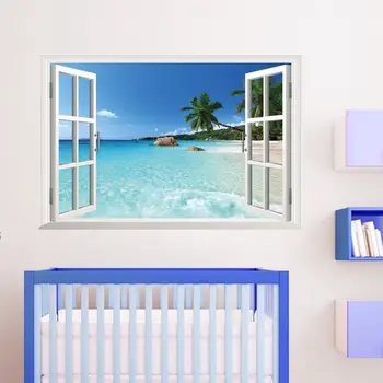 

Huge Removable Beach Sea 3D Window View Scenery Wall Sticker Decor Decals DIY