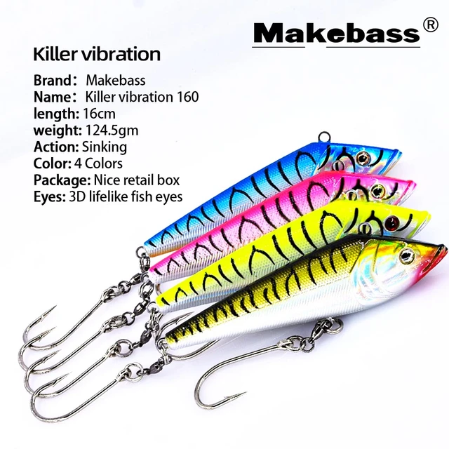 Metal 16cm 125g Killer vibration Large Sinking Rattle Lures with iron plate  Lipless Artficial SwimbaitHard Wobbler