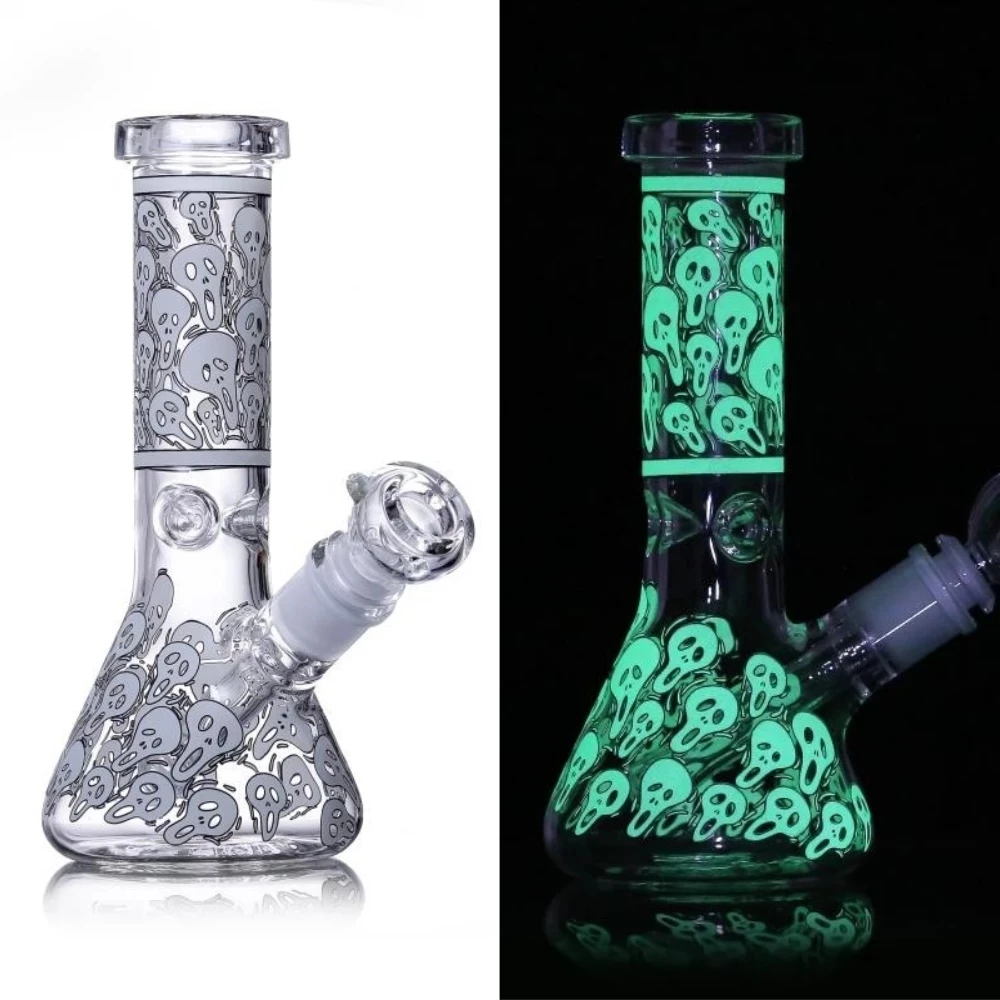 

8" Glow in the Dark Scary Skull Glass Vase For Halloween Christmas Decor Home Interesting Life