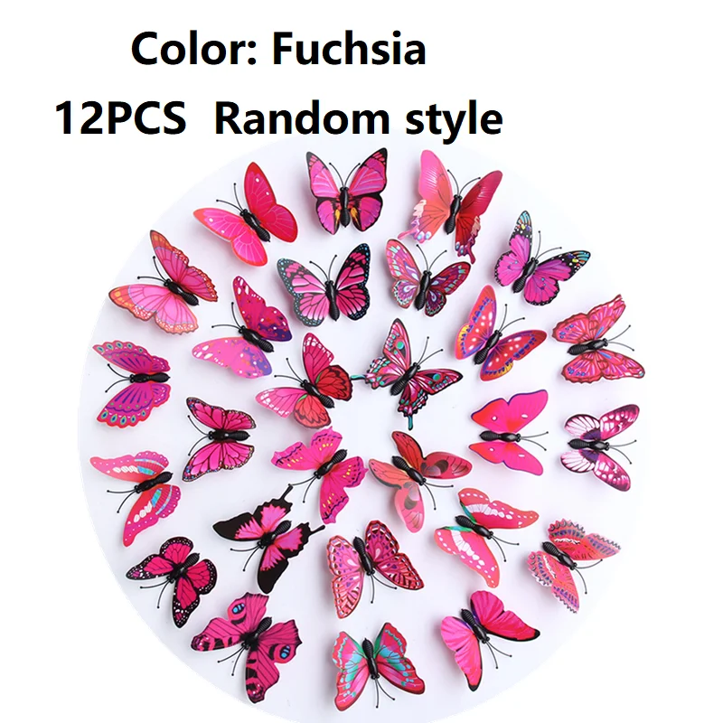ПВХ имитация бабочки креативные ремесла магнитный холодильник занавес украшение бабочка - Цвет: T0031-Fuchsia