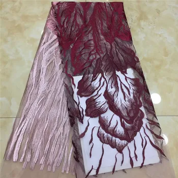 

2020 green African French Tulle Lace Fabric red High Quality Lace Nigerian Sequence Net Lace Material For Women Dress