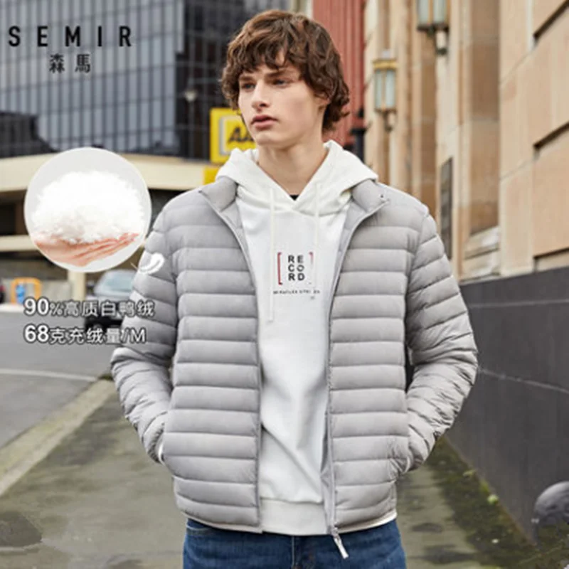 SEMIR пуховик мужской зимний Портативный Теплый 90% белый утиный пух с капюшоном Мужское пальто Jaqueta Masculino Chaqueta Hombre