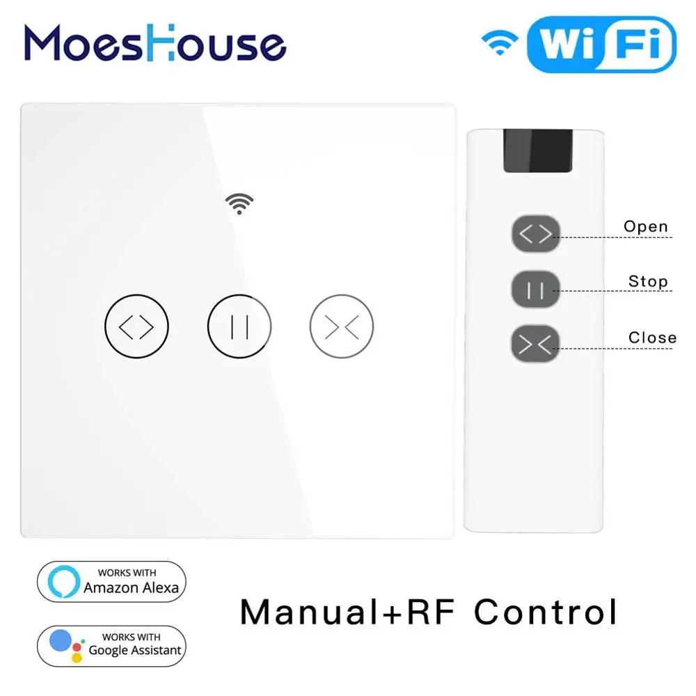 RF WiFi Smart Touch Curtain Blinds Roller Shutter Switch Tuya Smart Life App Remote Control,Work with Alexa Echo Google Home afbeelding