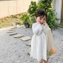 Белые платья для девочек; кружевное детское платье с длинными рукавами и вышитыми цветами; милые платья принцессы для малышей; детская одежда; костюм для малышей